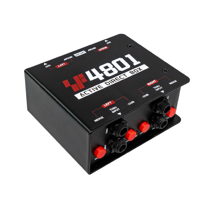 Simplefly Active Direct Box, Recording Signal DI Box for Musical Instruments as Guitar, Bass Guitar, and Keyboard Live Performance or Studio, 1/4" to XLR, Ground Lift 48V Phantom Powered Compact Unit